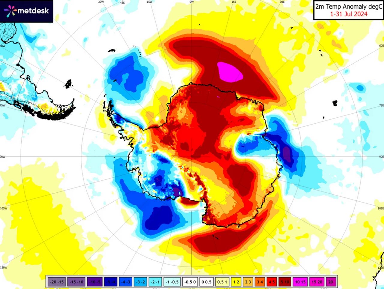 Antarctica Heatwave - provided by MetDesk