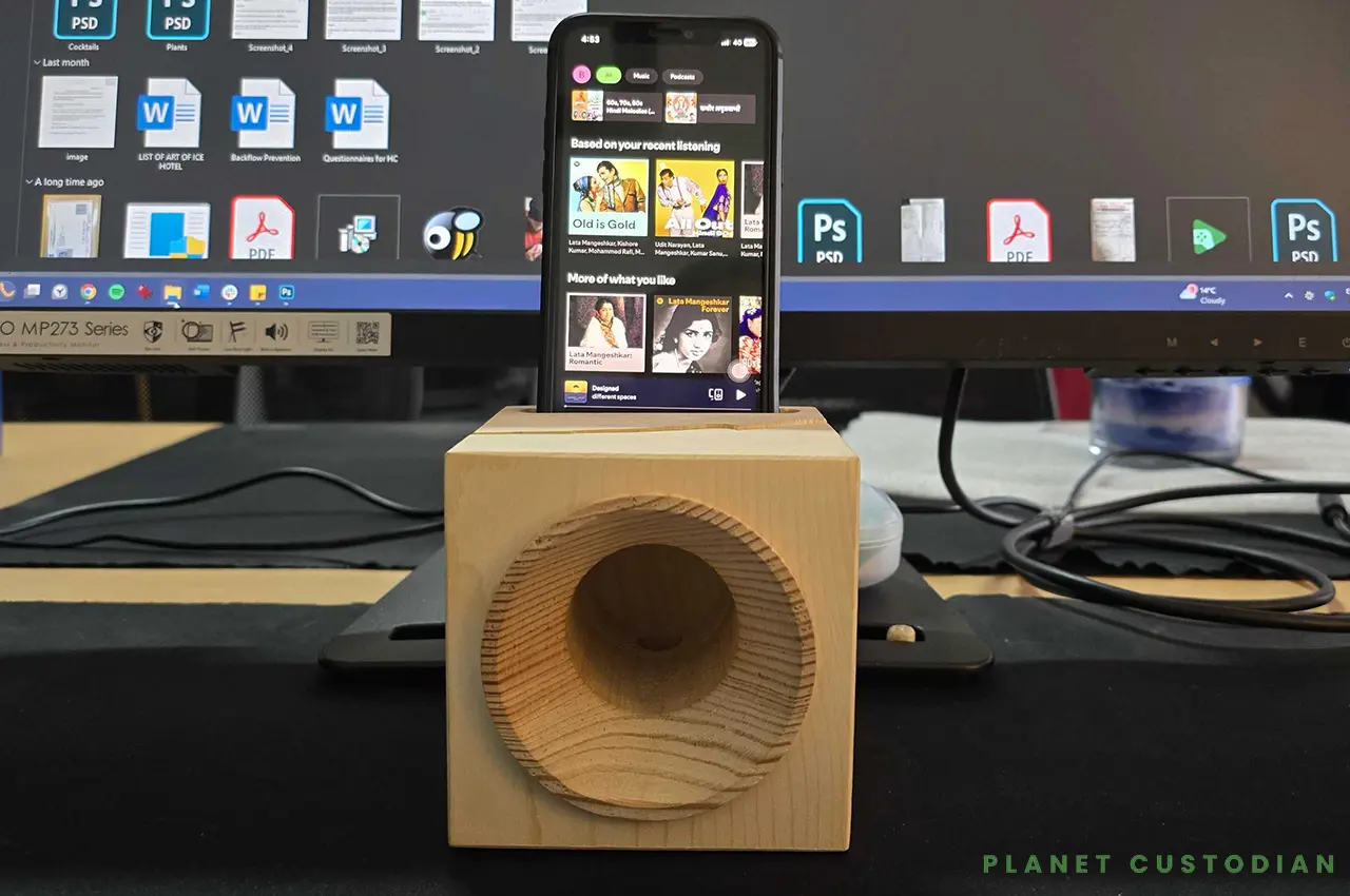 VAIA Cube Smartphone Amplifier From Storm Felled Trees 