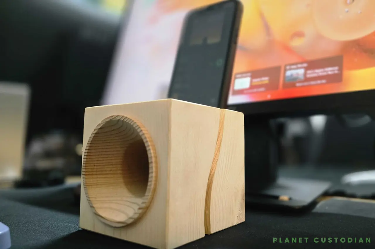 VAIA Cube Smartphone Amplifier From Storm Felled Trees 